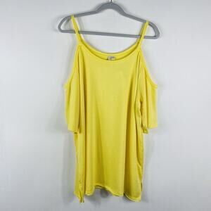 Cato Size 14 16 Cold Shoulder Short Sleeve Knit Top Yellow